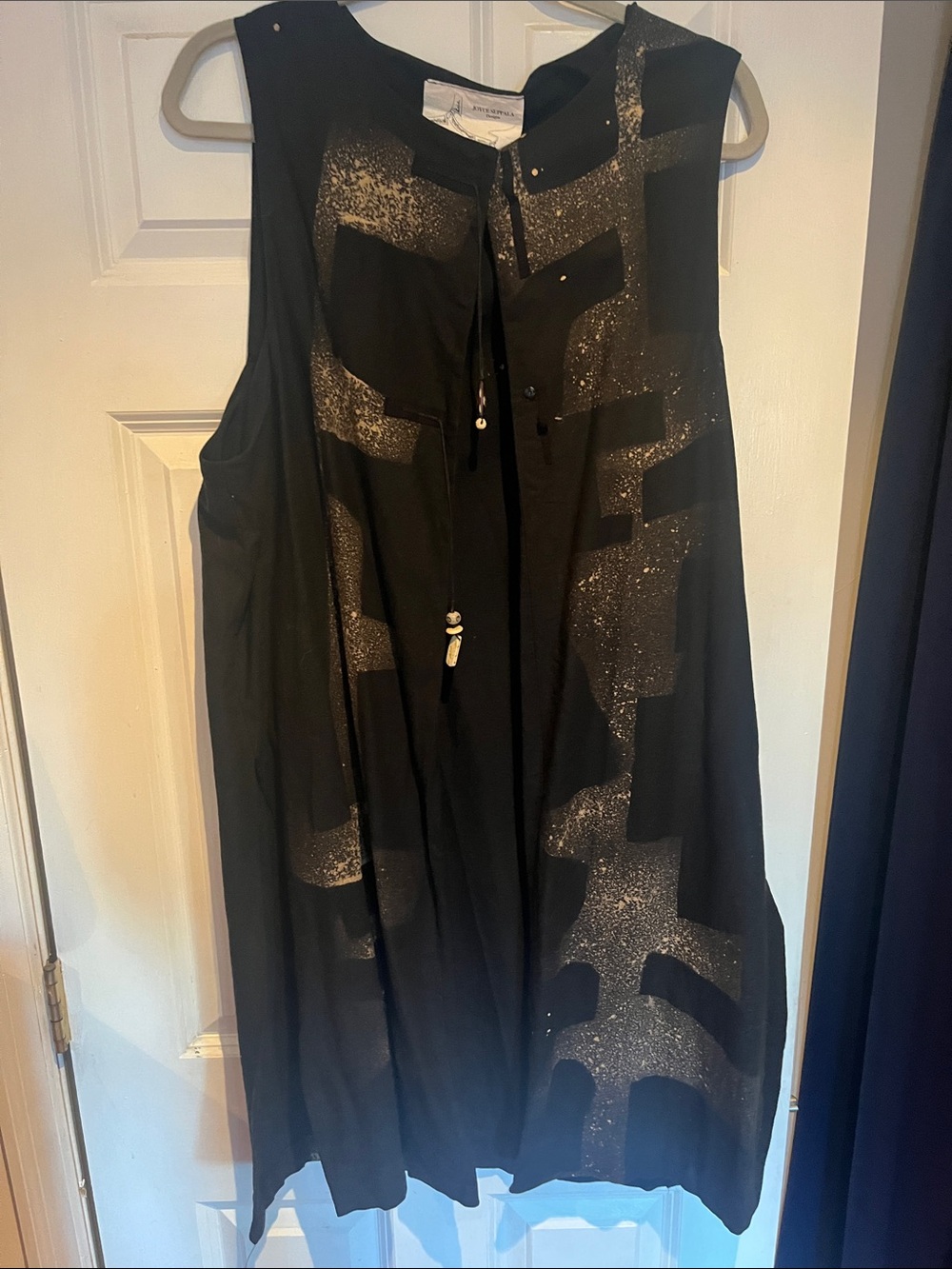 Black Sleeveless Vest with Hand Painted Detail